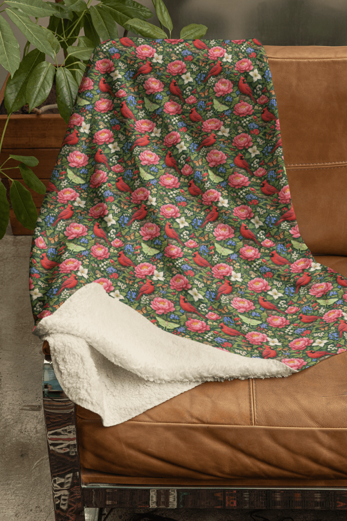 Indiana Flora & Fauna Sherpa Blanket