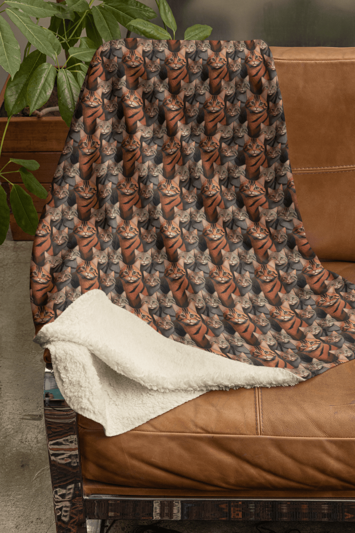 The Tabby Cat Parade Sherpa Blanket