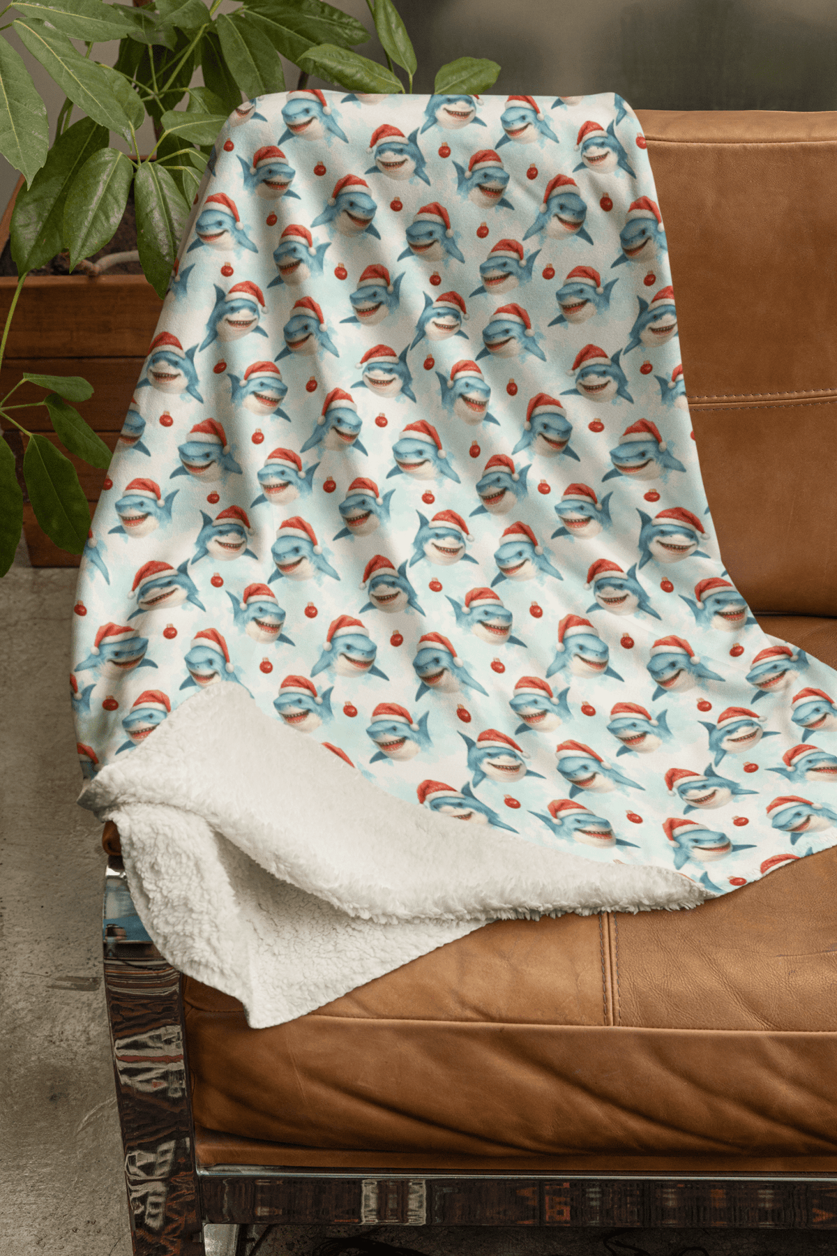 Festive Great Whites Sherpa Blanket