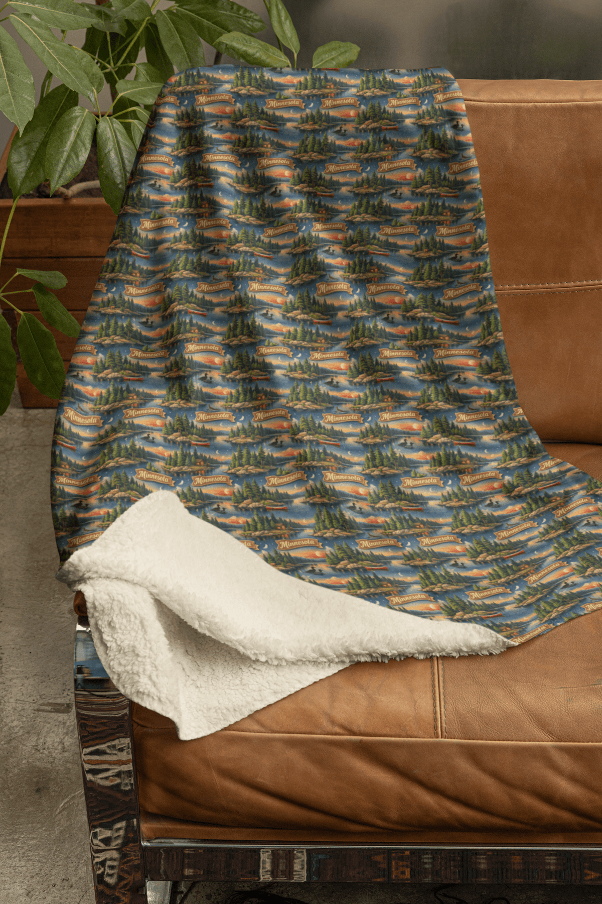 Minnesota Northwoods Serenity Sherpa Blanket
