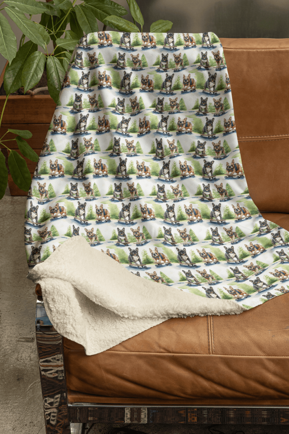 Frenchie Street Skates Sherpa Blanket