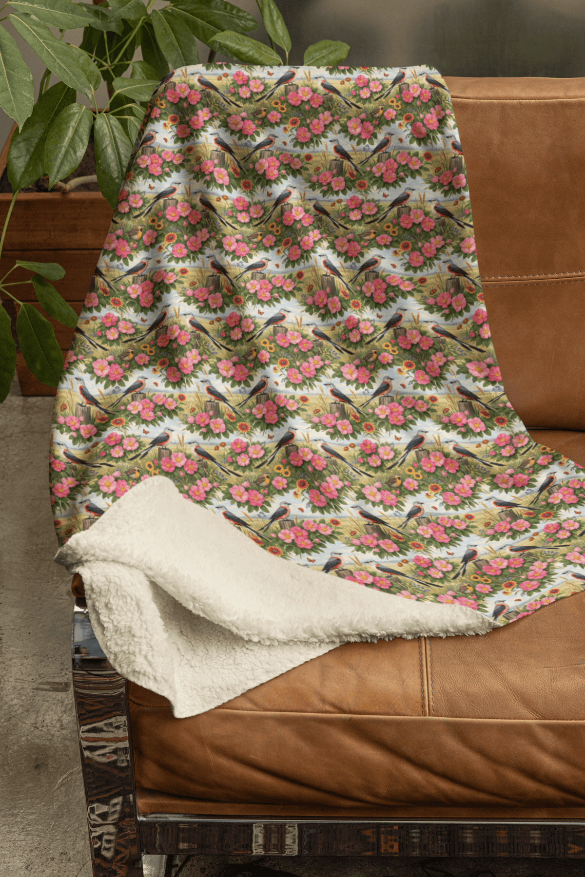 Oklahoma Flora & Fauna Sherpa Blanket