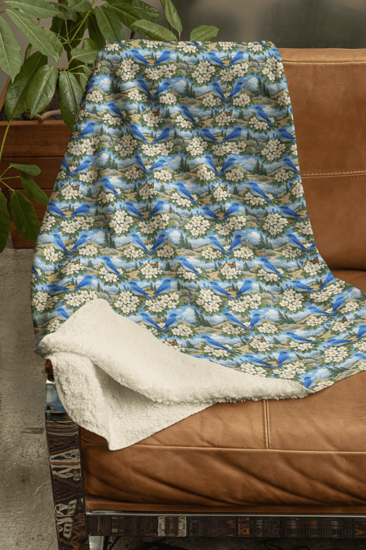 Idaho Flora & Fauna Sherpa Blanket