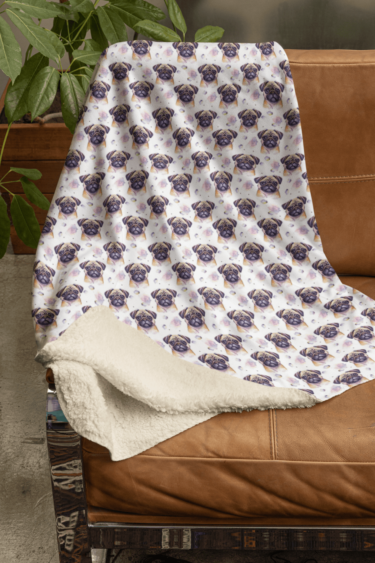 Pugs & Hugs Sherpa Blanket