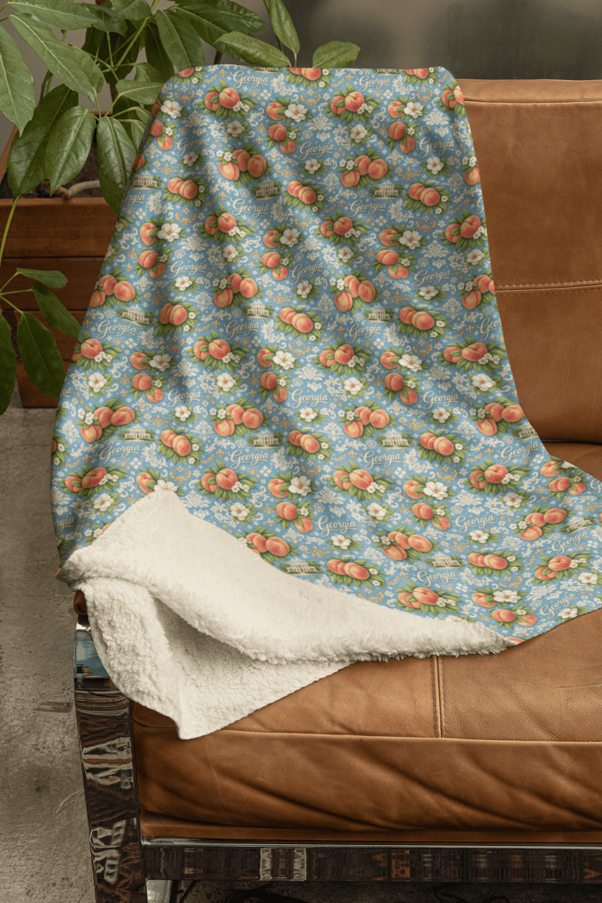 Georgia Peach State Classic Sherpa Blanket