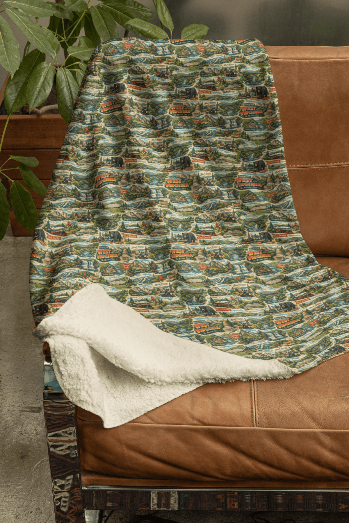 West Virginia Postcard Memories Sherpa Blanket