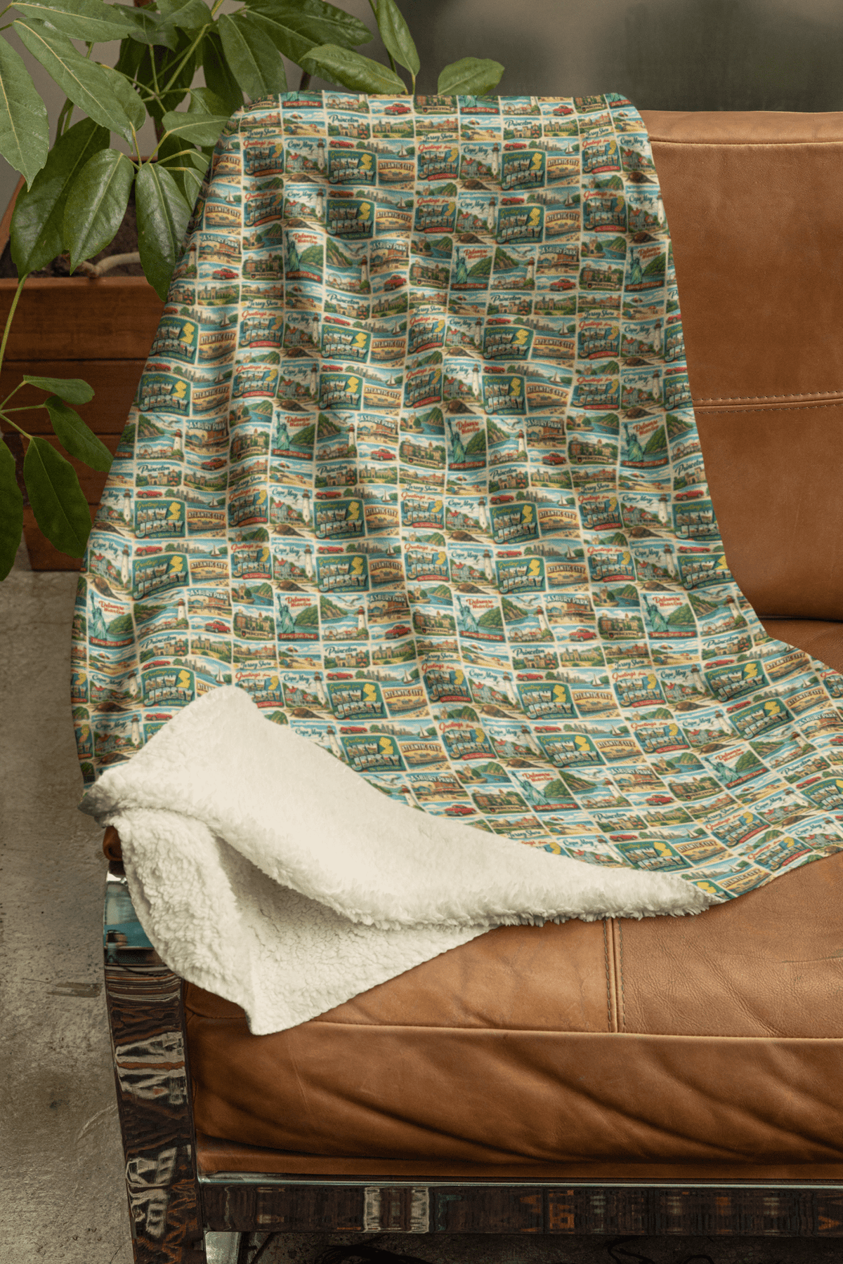 New Jersey Postcard Memories Sherpa Blanket
