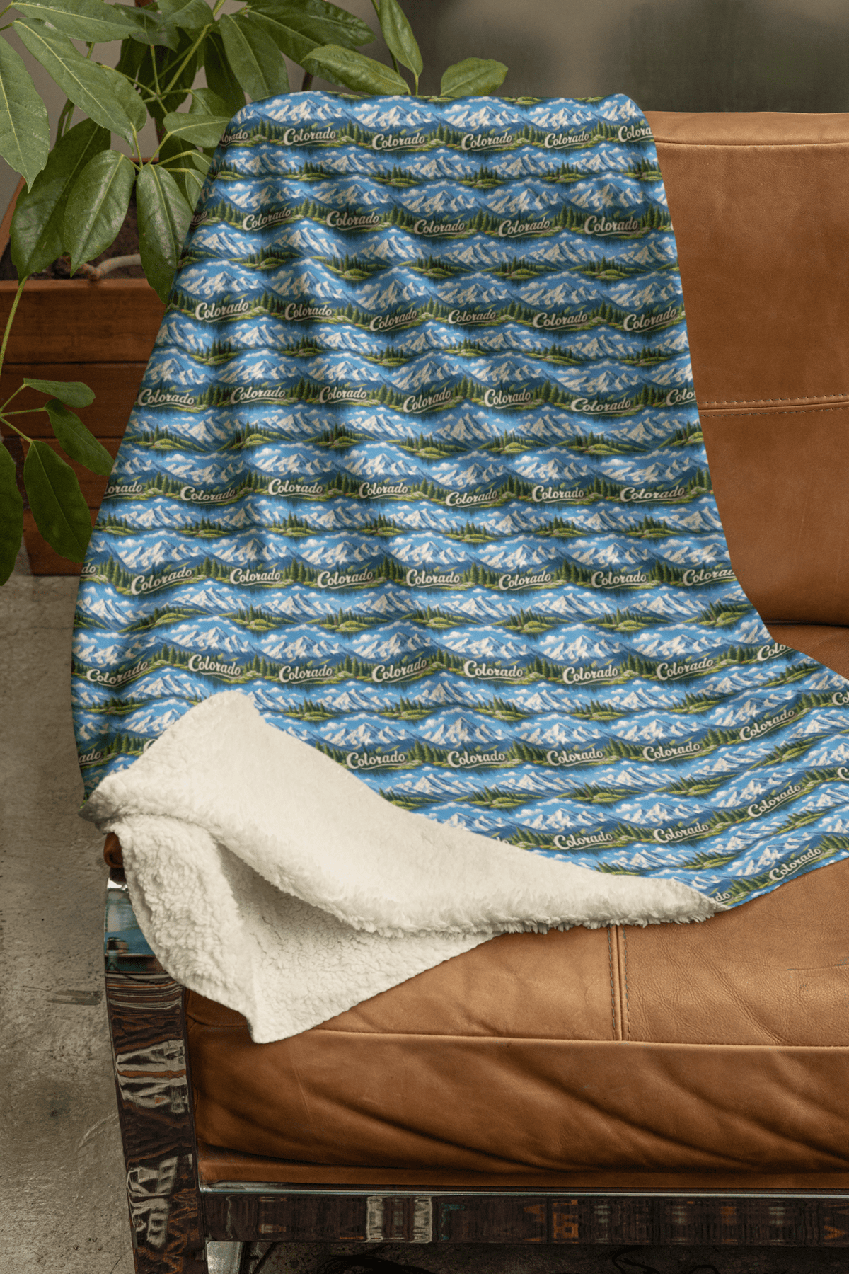 Colorado Alpine Peaks Sherpa Blanket
