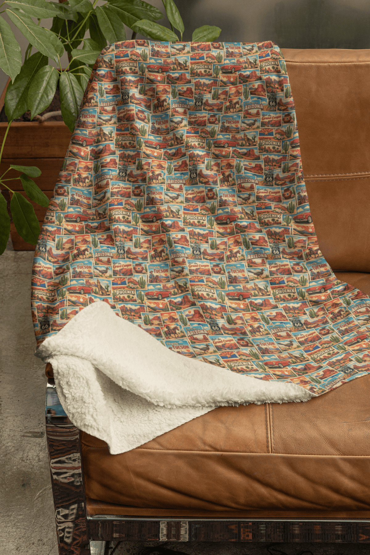 Arizona Postcard Memories Sherpa Blanket