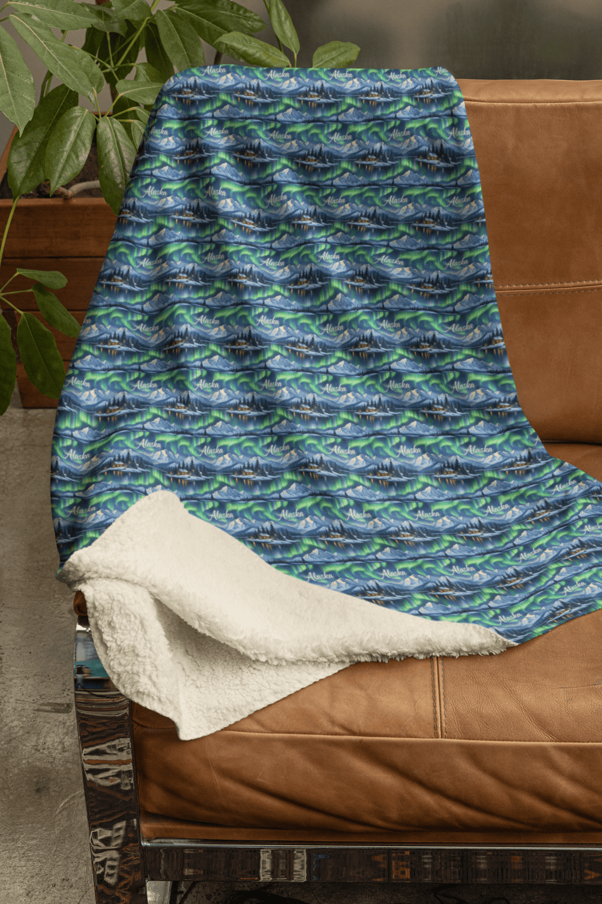 Alaska Northern Lights Sherpa Blanket
