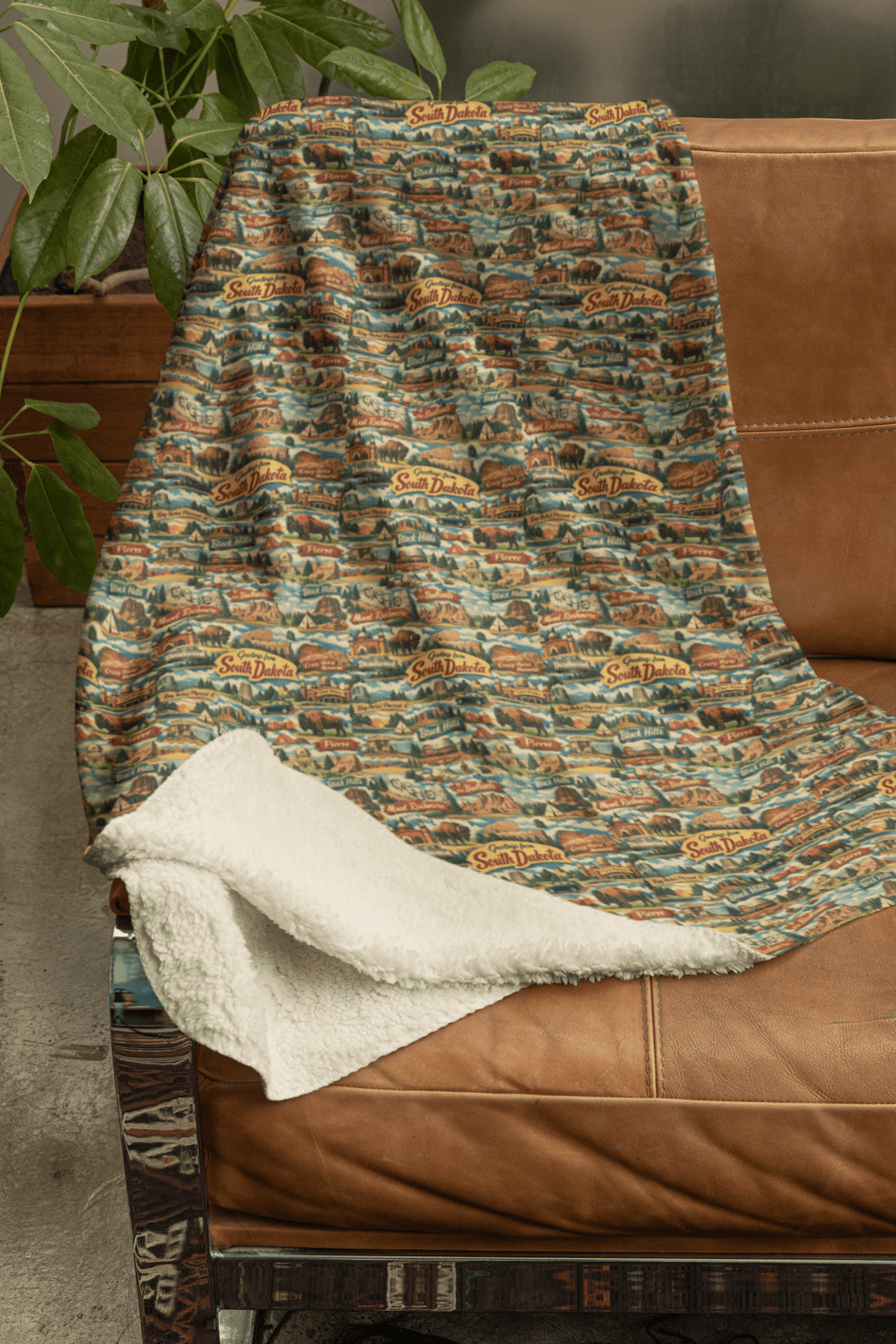South Dakota Postcard Memories Sherpa Blanket