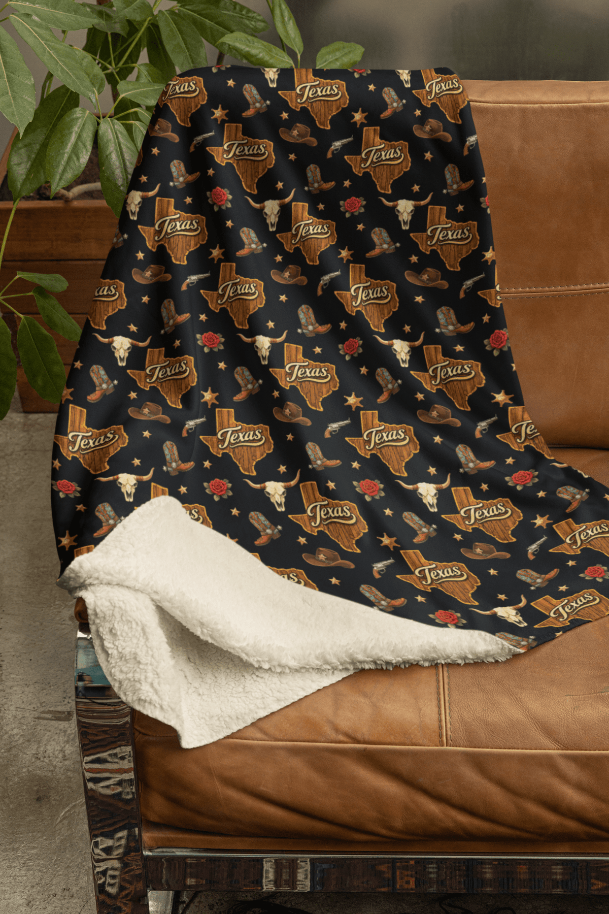 Texas Lone Star Luxe Sherpa Blanket