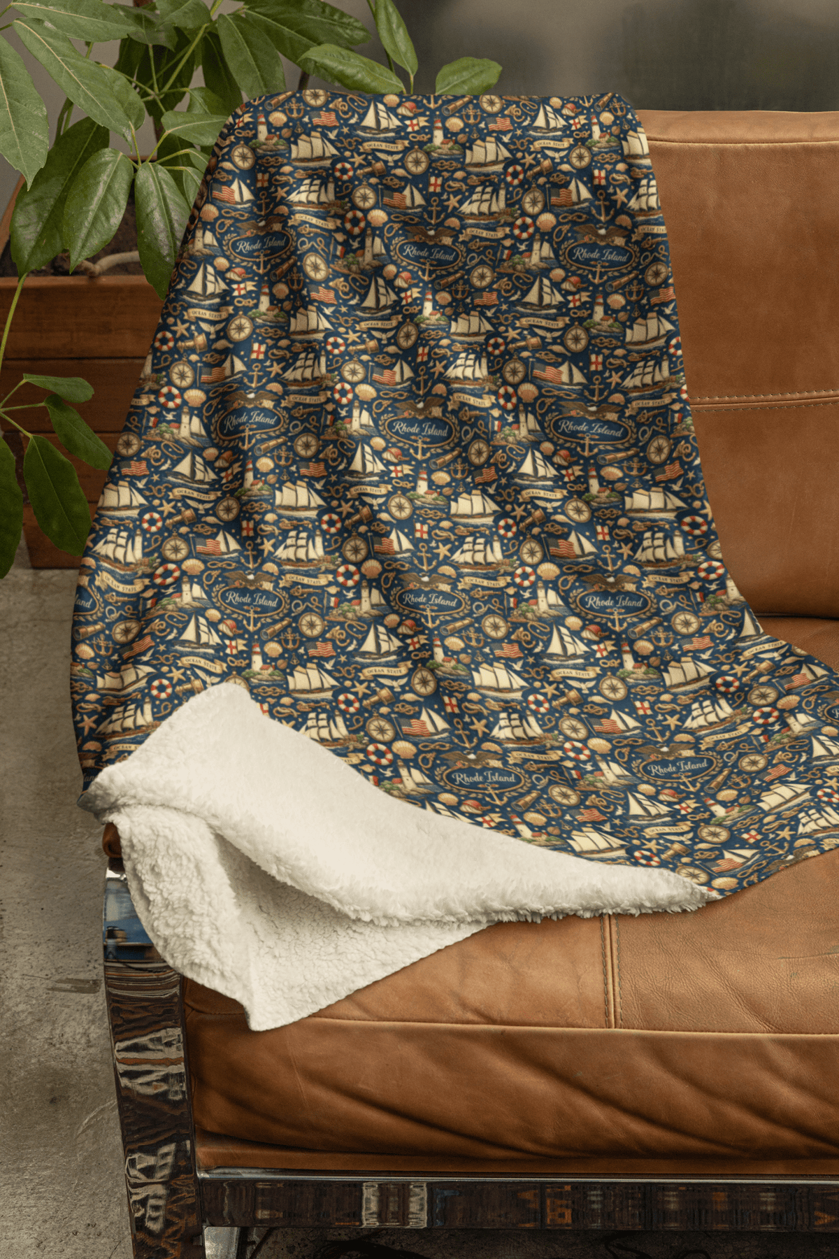 Rhode Island Nautical Charm Sherpa Blanket