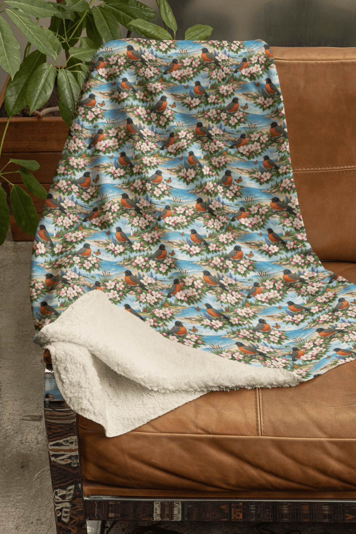 Michigan Flora & Fauna Sherpa Blanket
