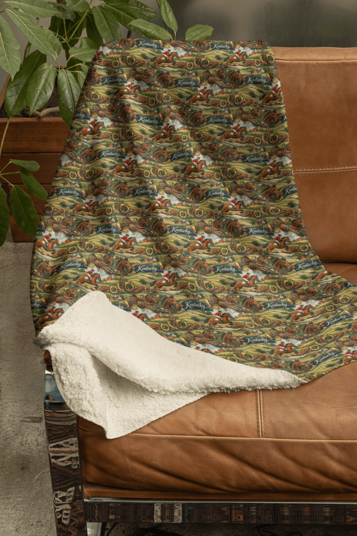 Kentucky Bluegrass Elegance Sherpa Blanket