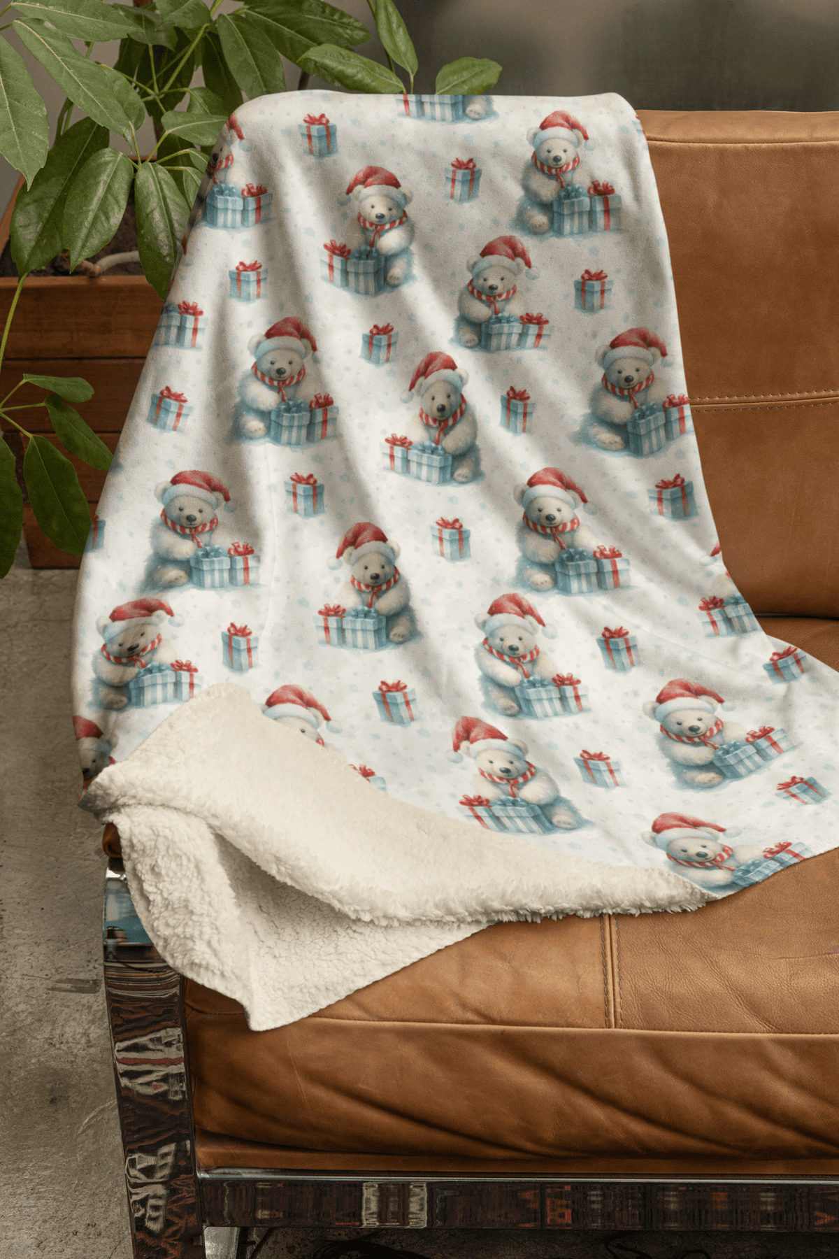Polar Bear Cheer Sherpa Blanket