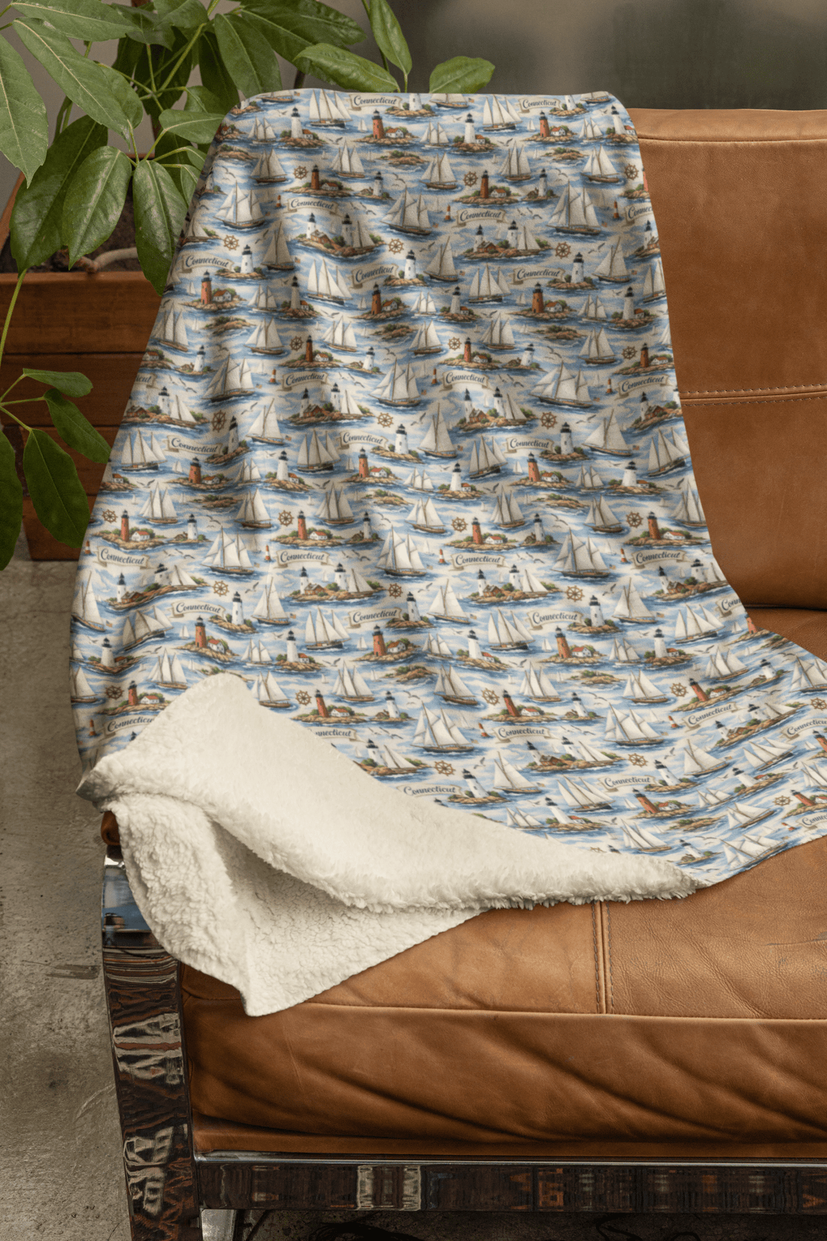 Connecticut Coastal New England Sherpa Blanket
