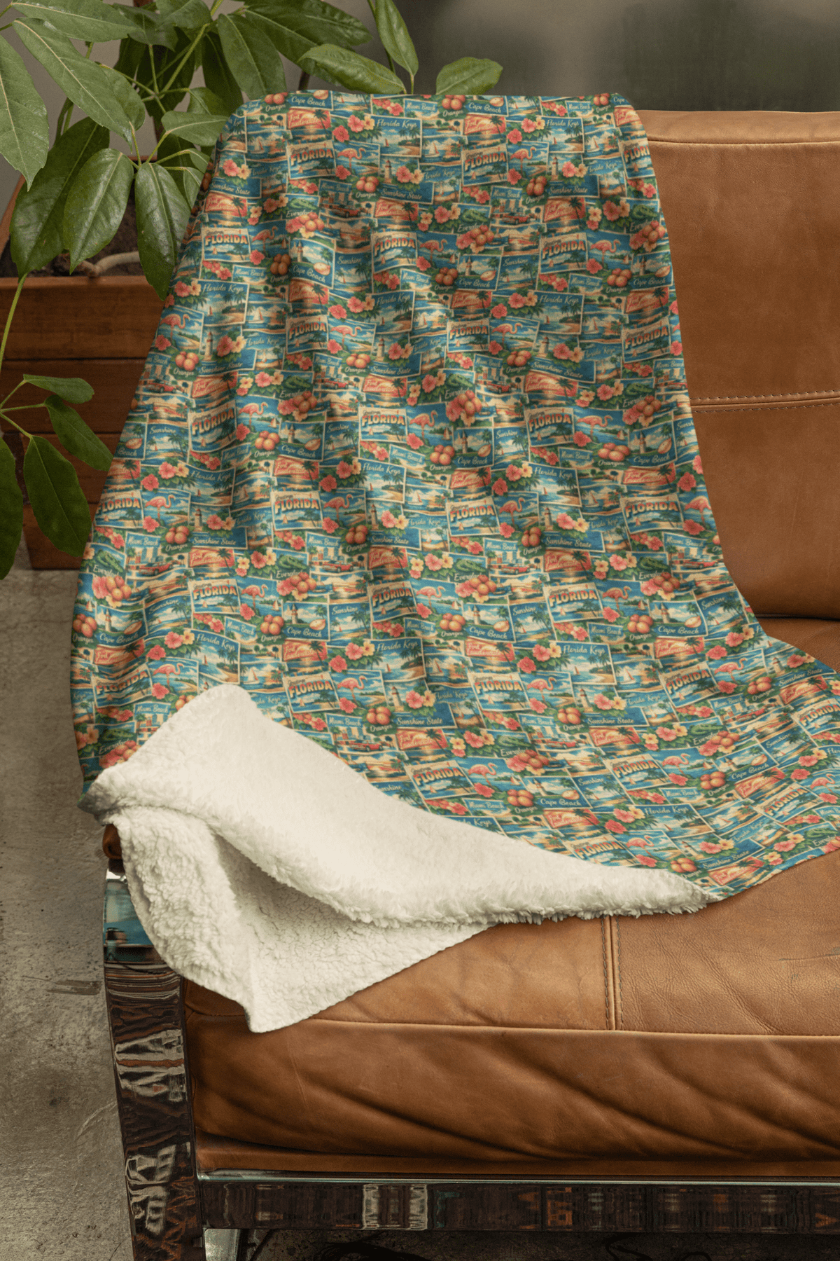 Florida Postcard Memories Sherpa Blanket