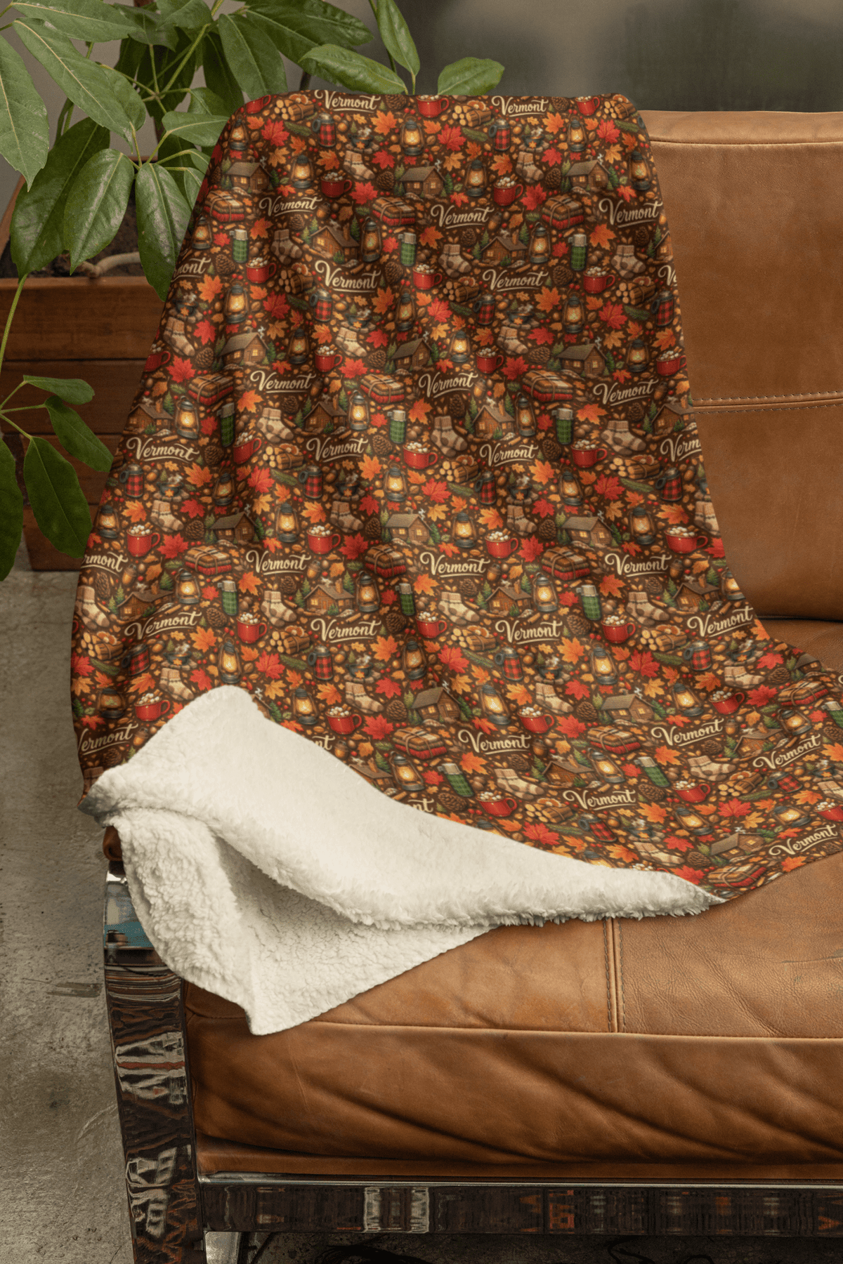 Vermont Maple Woods Sherpa Blanket