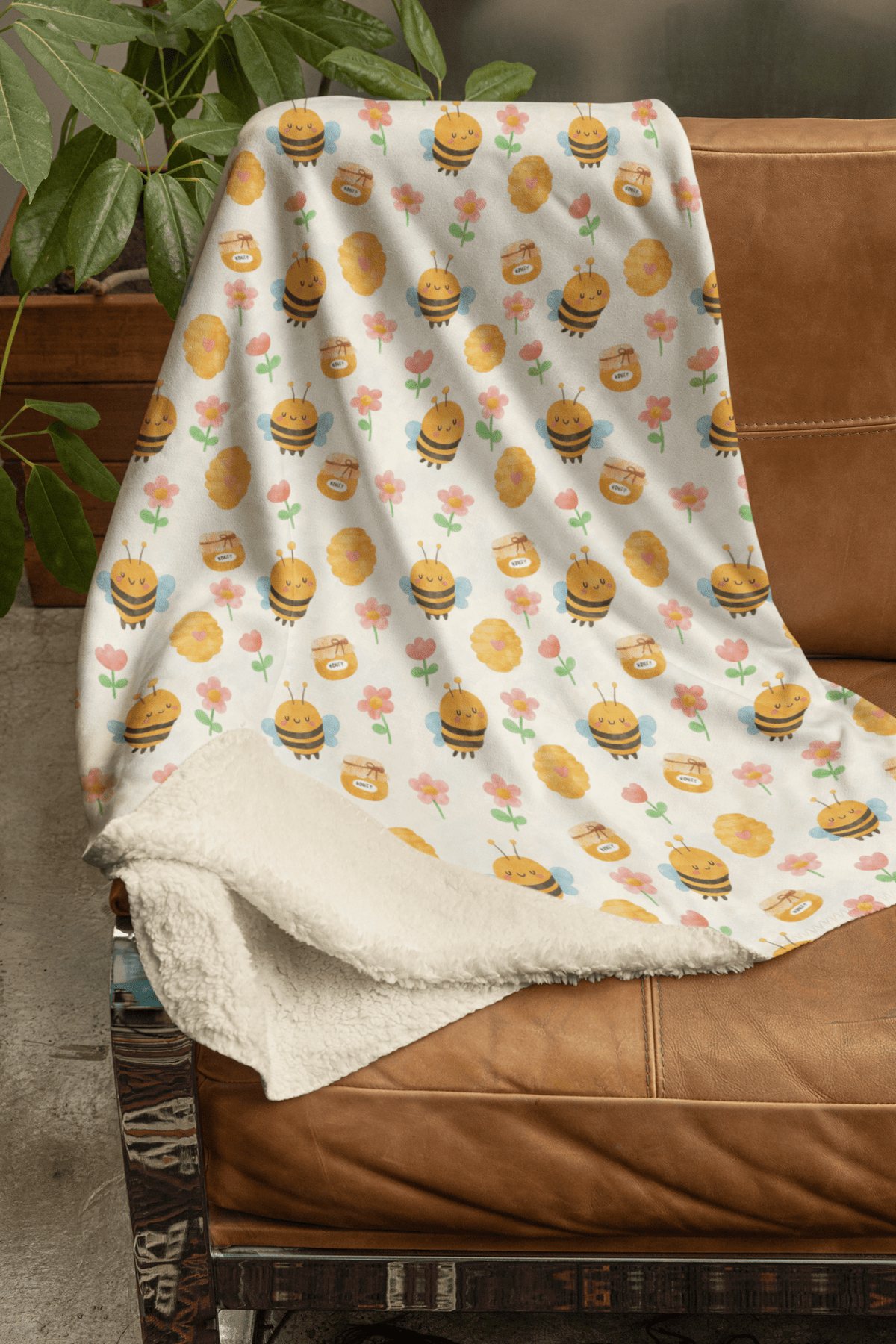 Happy Honeybees Sherpa Blanket