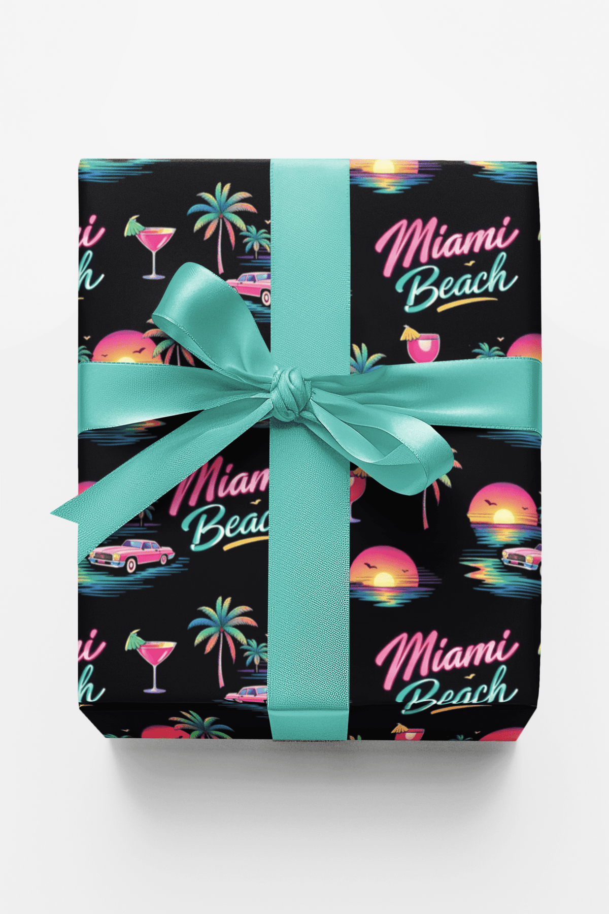 Miami Beach Retro Waves Wrapping Paper