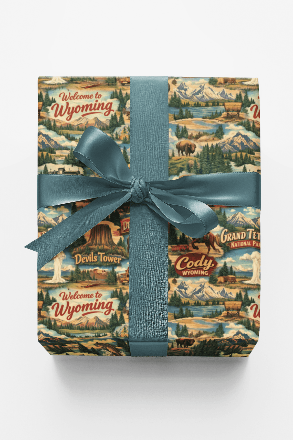 Wyoming Postcard Memories Wrapping Paper