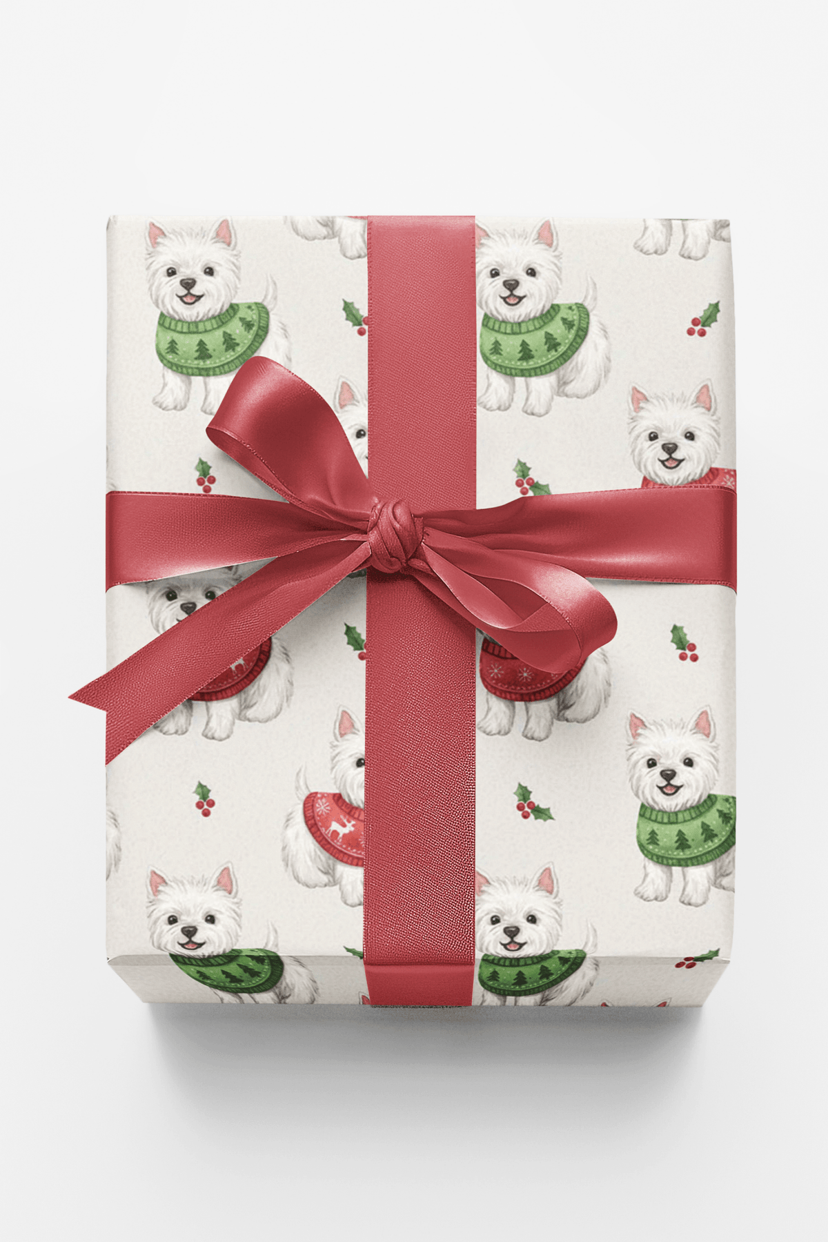 White Westie Holiday Sweaters Wrapping Paper