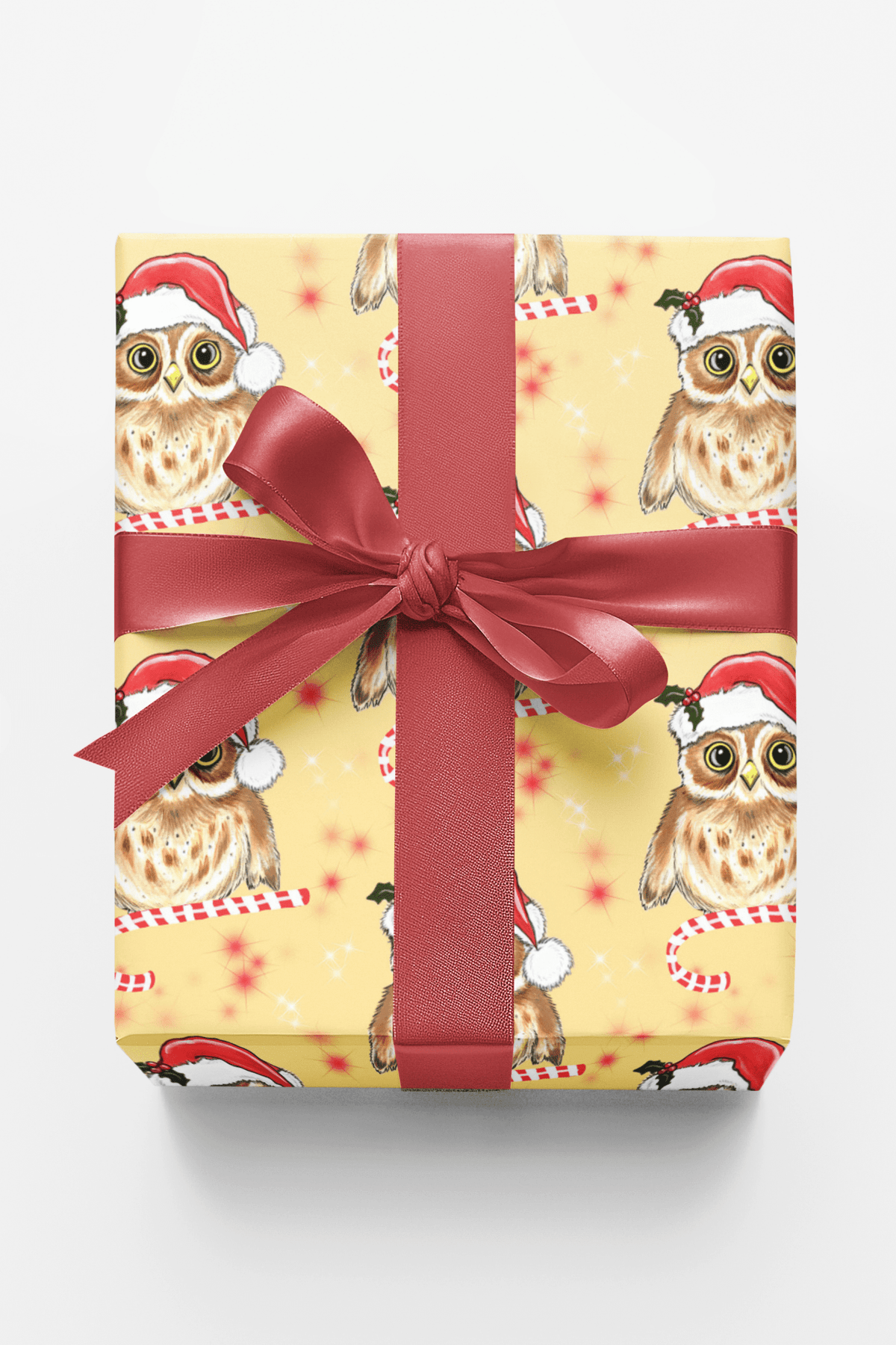 Candycane Owl Wrapping Paper | Michelle Gilsey | Artist Corner
