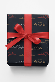 Heartbeat Line Art Wrapping Paper