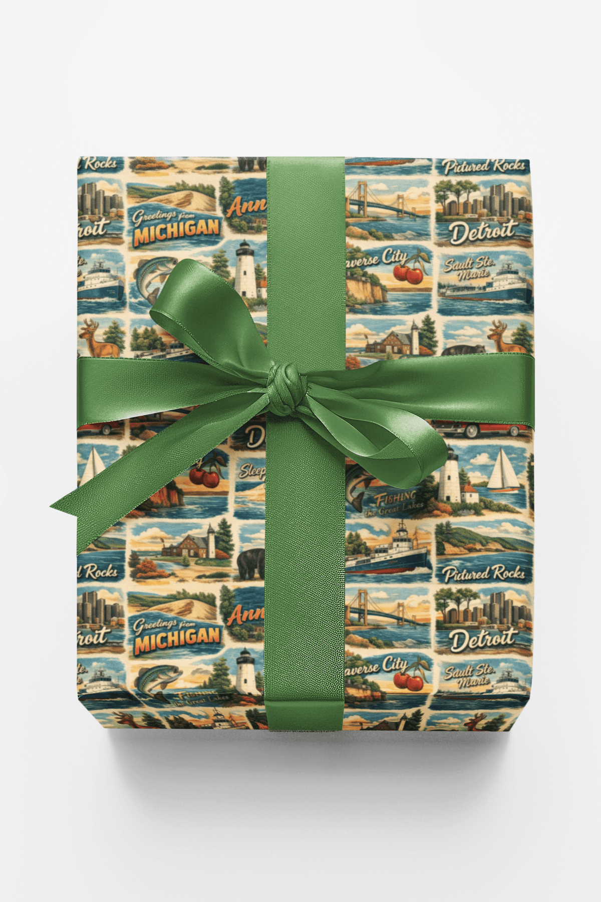 Michigan Postcard Memories Wrapping Paper