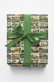 Michigan Postcard Memories Wrapping Paper