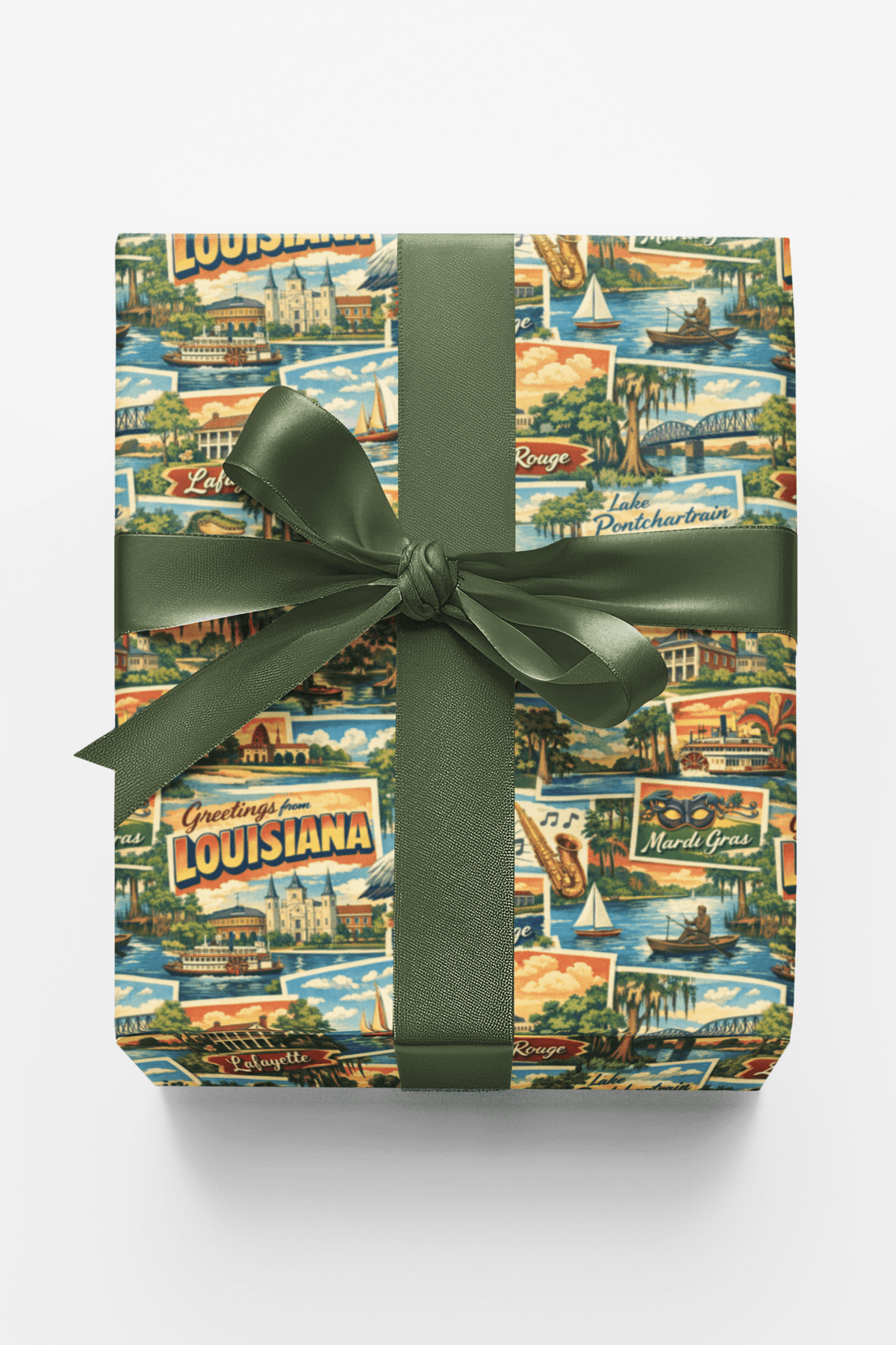 Louisiana Postcard Memories Wrapping Paper