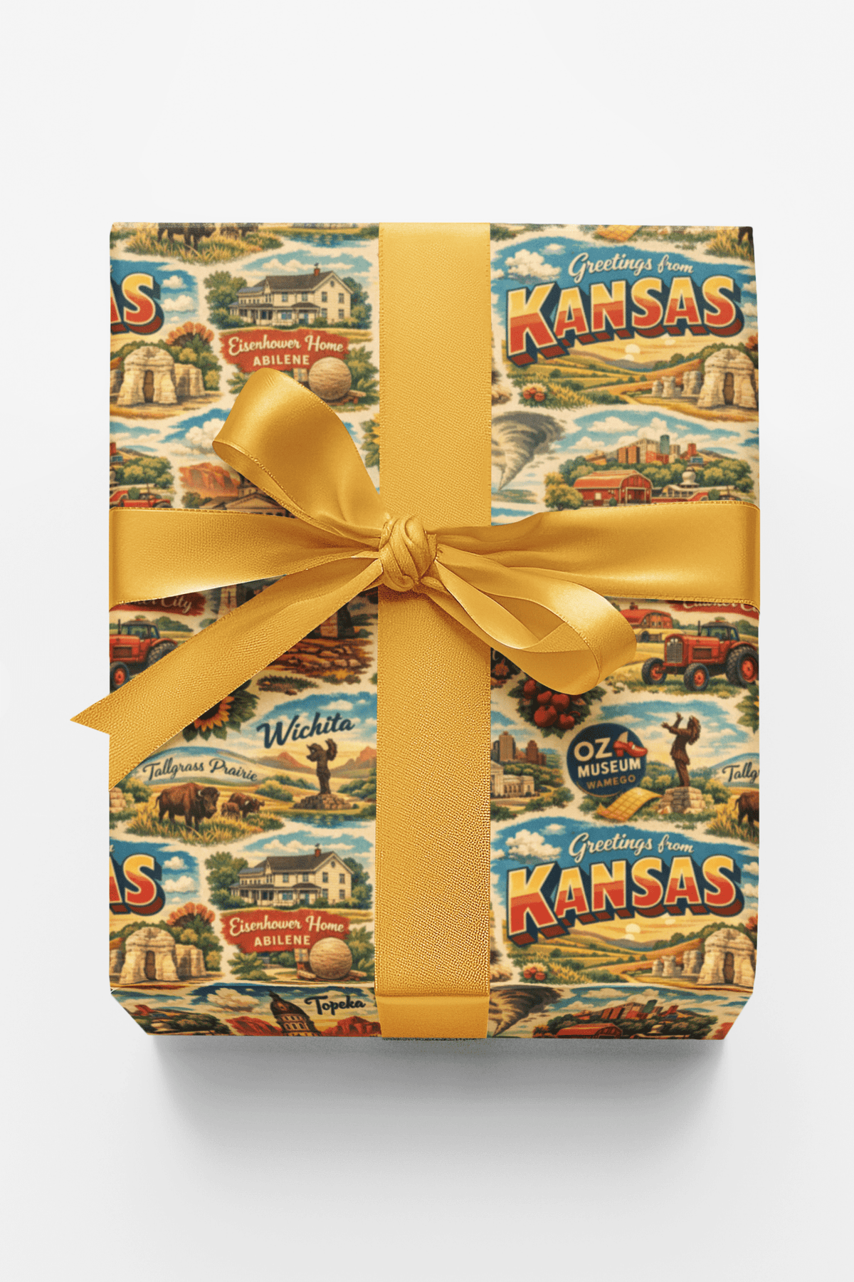 Kansas Postcard Memories Wrapping Paper