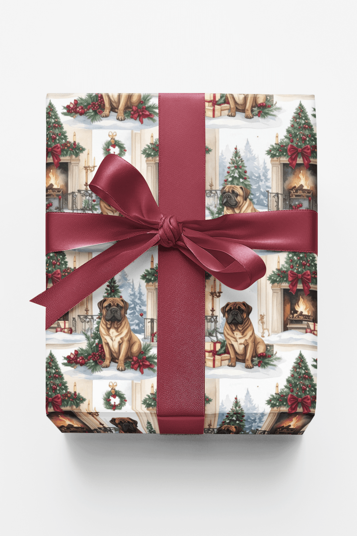 English Mastiff Christmas Manor Wrapping Paper