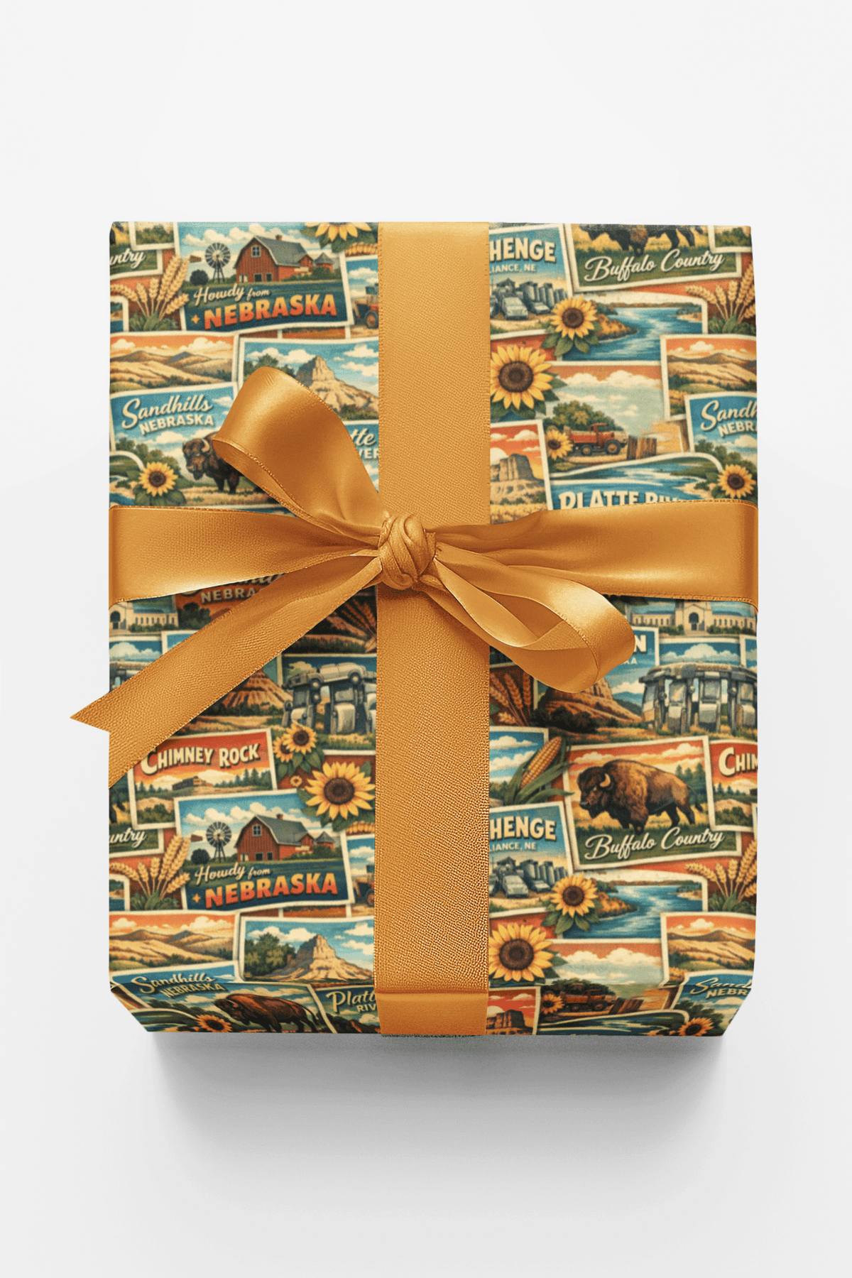 Nebraska Postcard Memories Wrapping Paper