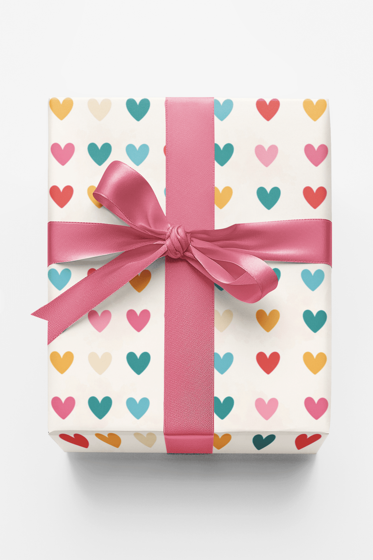 Minimal Heart Grid Wrapping Paper