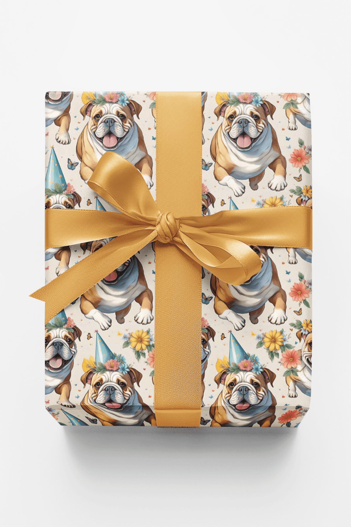 English Bulldog Garden Party Wrapping Paper