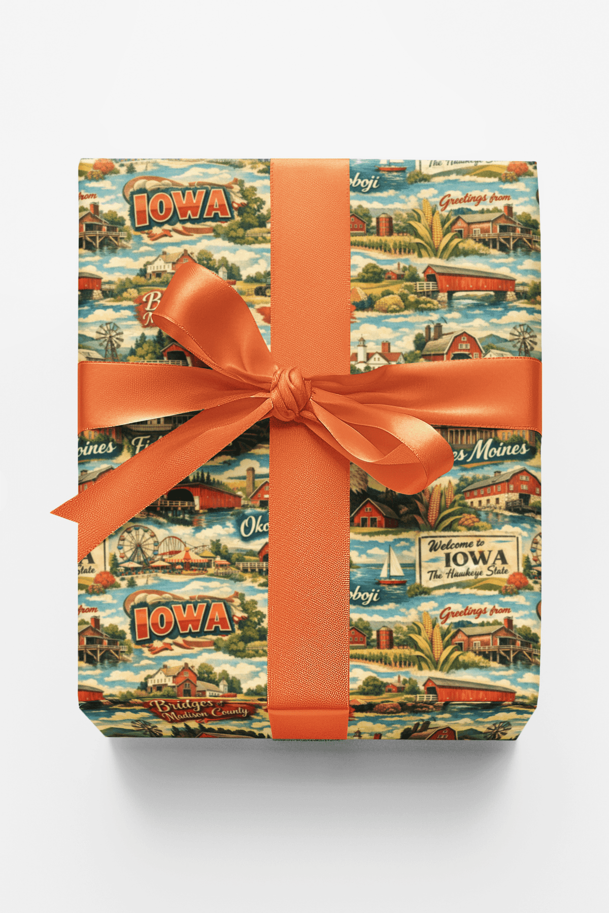 Iowa Postcard Memories Wrapping Paper