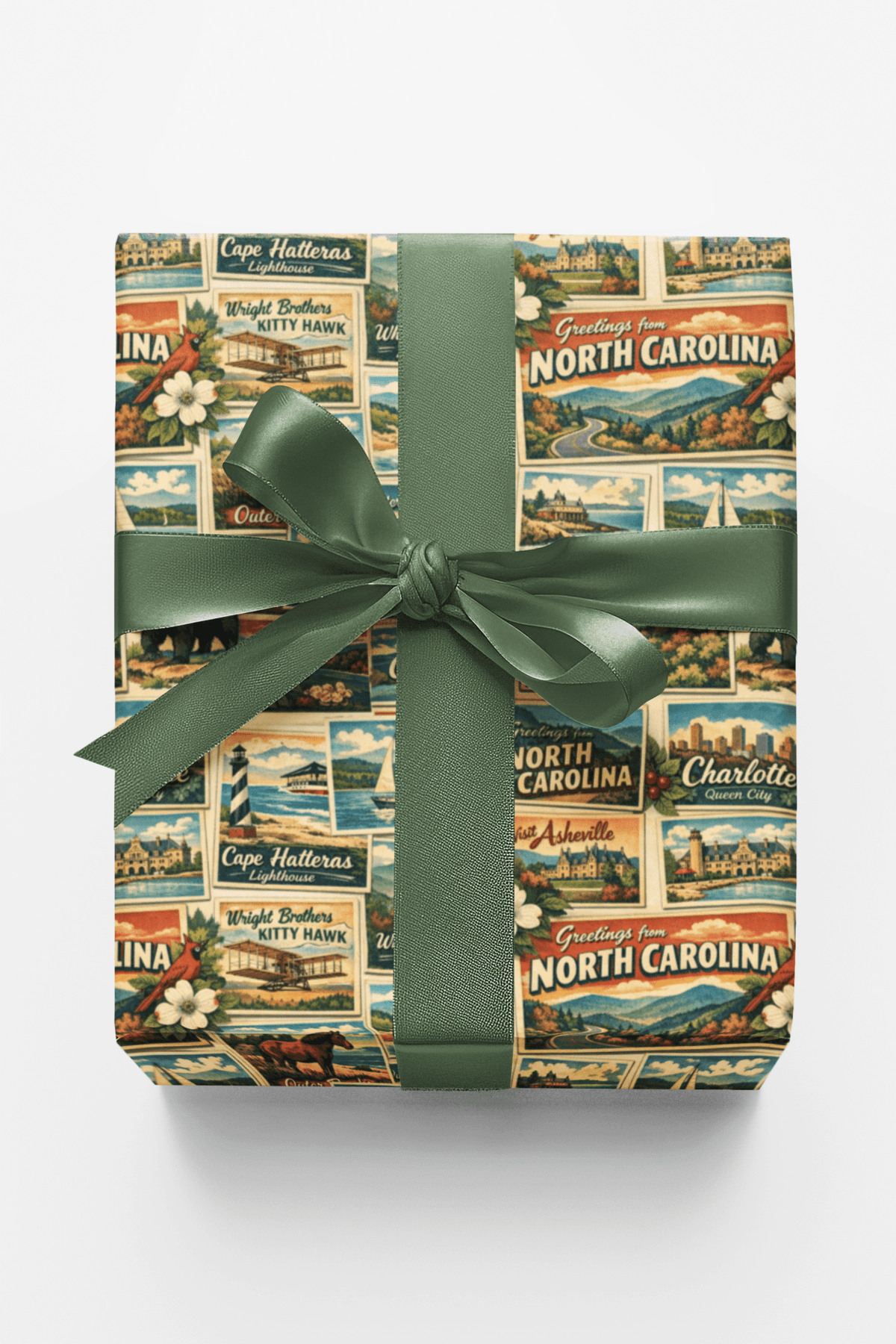 North Carolina Postcard Memories Wrapping Paper