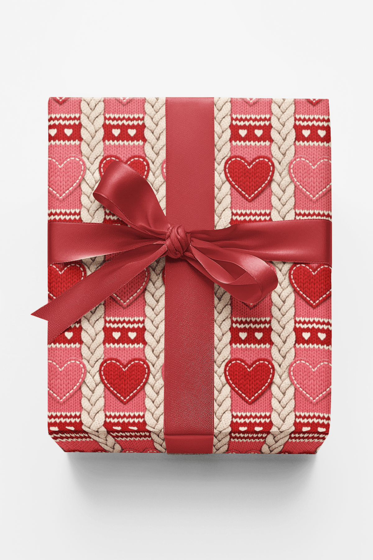 Cozy Knit Hearts Wrapping Paper