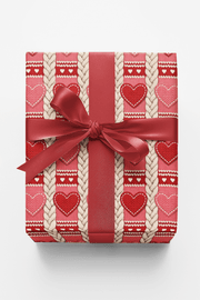 Cozy Knit Hearts Wrapping Paper