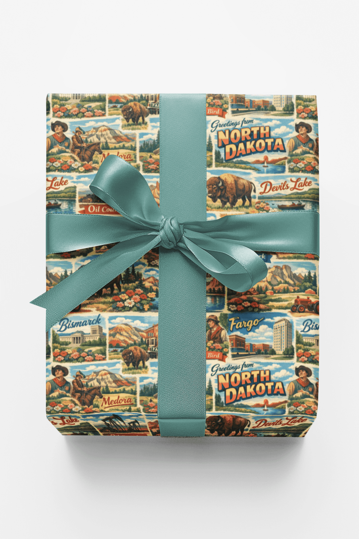 North Dakota Postcard Memories Wrapping Paper