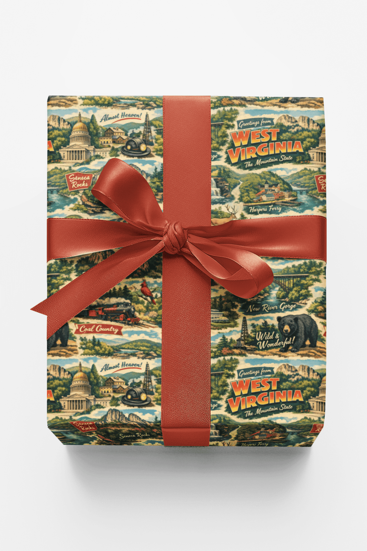West Virginia Postcard Memories Wrapping Paper