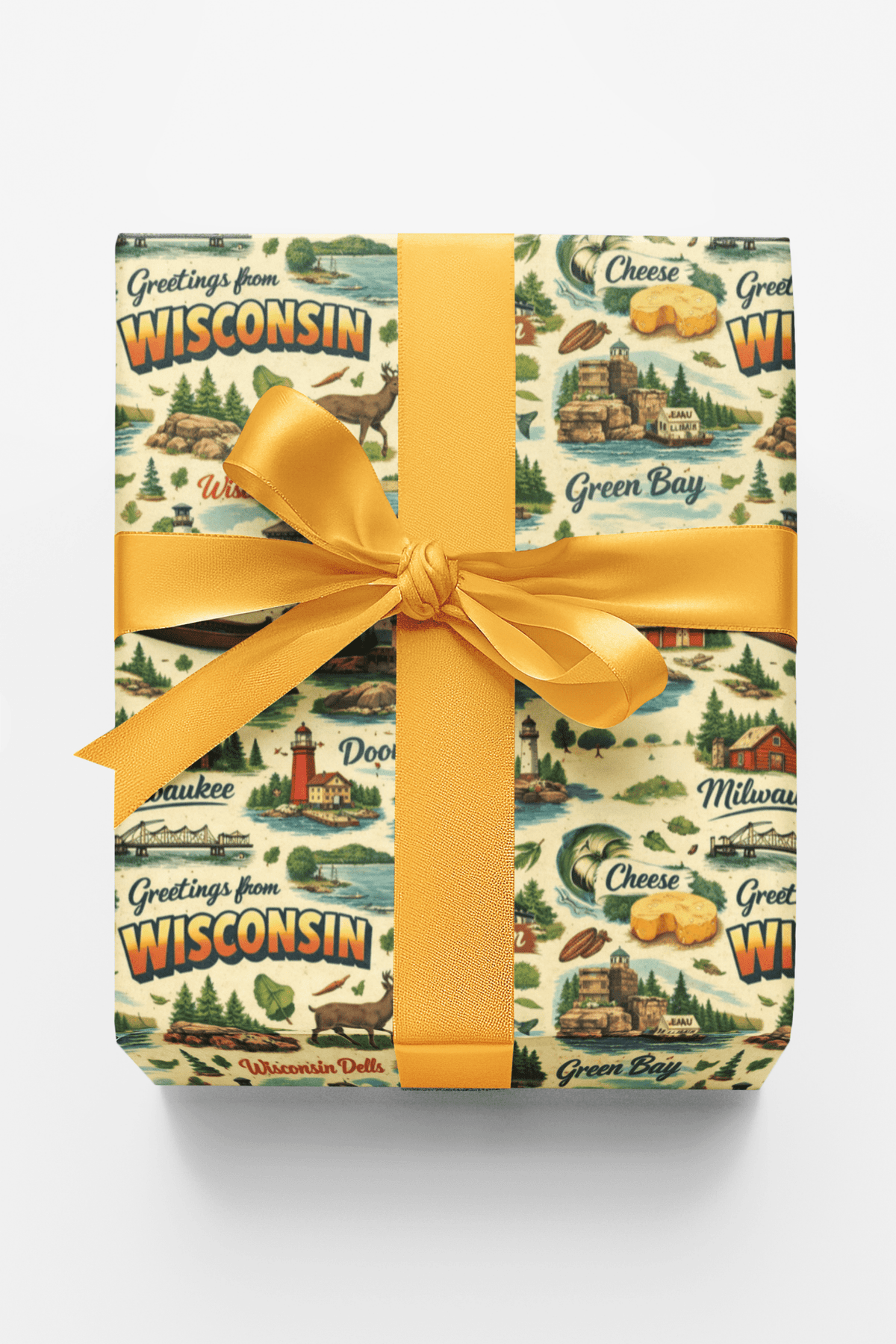 Wisconsin Postcard Memories Wrapping Paper