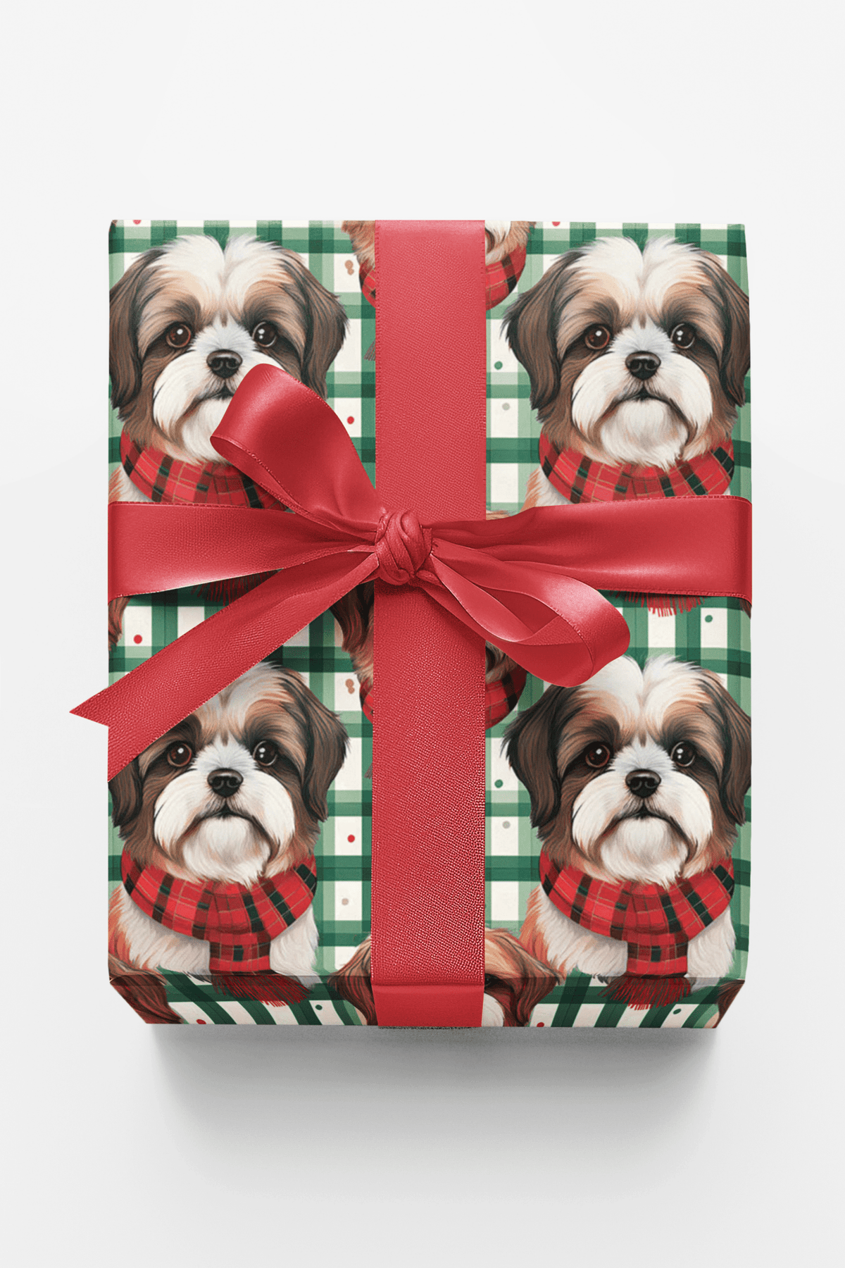 Shih Tzu Plaid Parade Wrapping Paper