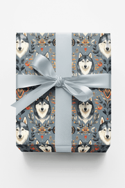 Scandinavian Husky Folk Art (alaskan Husky) Wrapping Paper