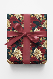 Yuletide Velvet Poinsettia Wrapping Paper