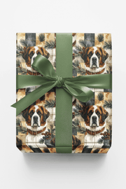 Rustic Plaid Retreat (st. Bernard) Wrapping Paper