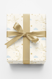 Golden Stork Skies Wrapping Paper