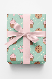 Paws & Pastry Mint Wrapping Paper